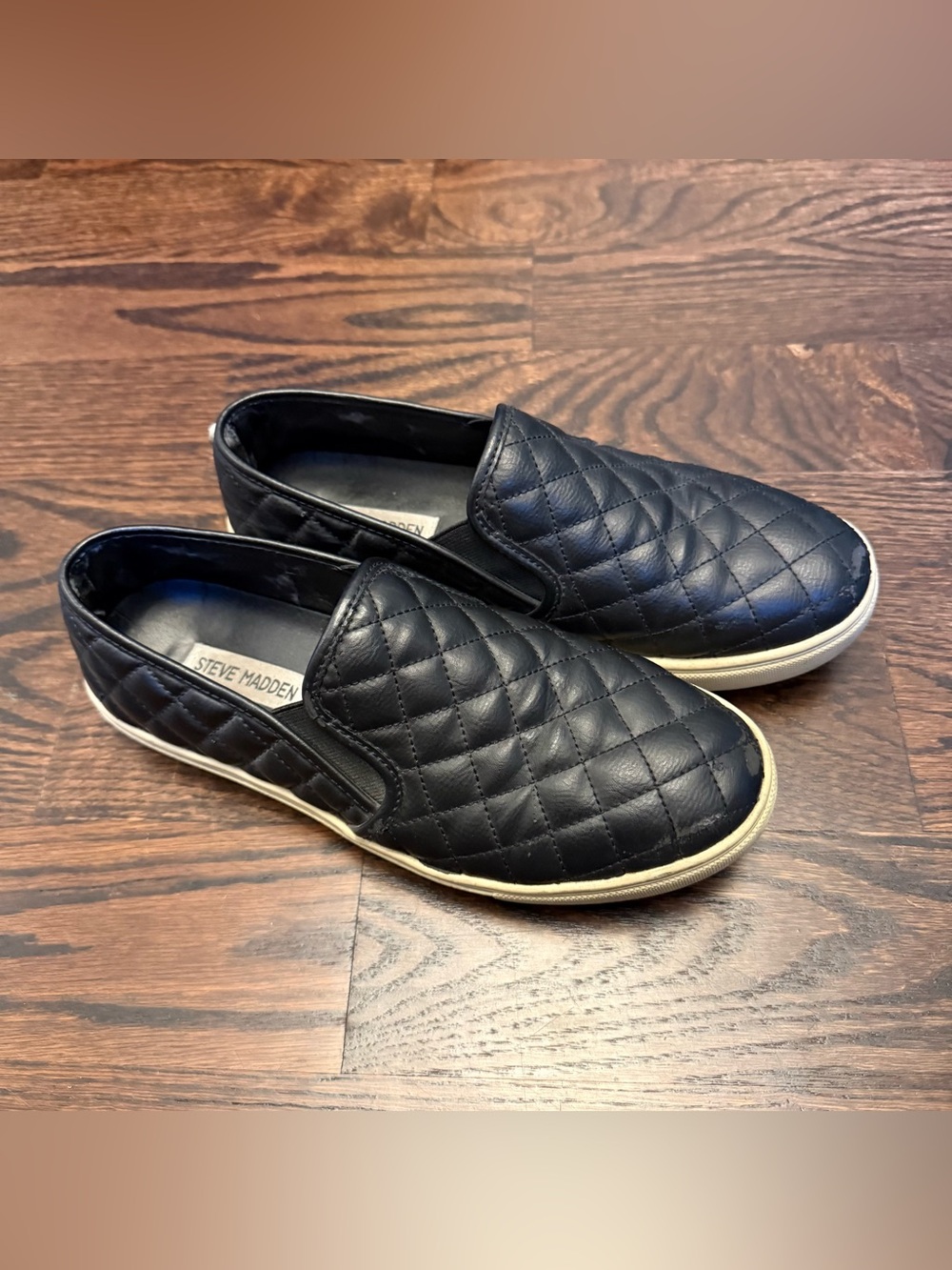 Steve Madden Black Quilted Slip-On Loafers